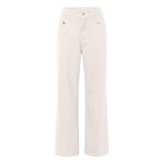 Kureaily Women's Loose Wide Leg Large Size Casual Washed Button Micro Horn Jeans Women's Casual Pants Loose Lounge Trousers