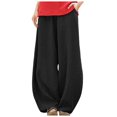 thumbnail image 1 of Kureaily Women's Low Crotch Pants Trousers Loose Large Size Spring And Summer Casual Wide Version Straight Leg Pant, 1 of 4
