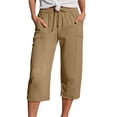 thumbnail image 1 of Kureaily Women's Pants Cropped Joggers with Pockets Elastic Waist Drawstring 7/8 Sweatpants, 1 of 4