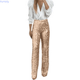 thumbnail image 1 of Kureaily Women's Party Sequin Elastic Waist Slim Fit Elastic Flare Pants Solid Color Pants Women Summer Pants, 1 of 5