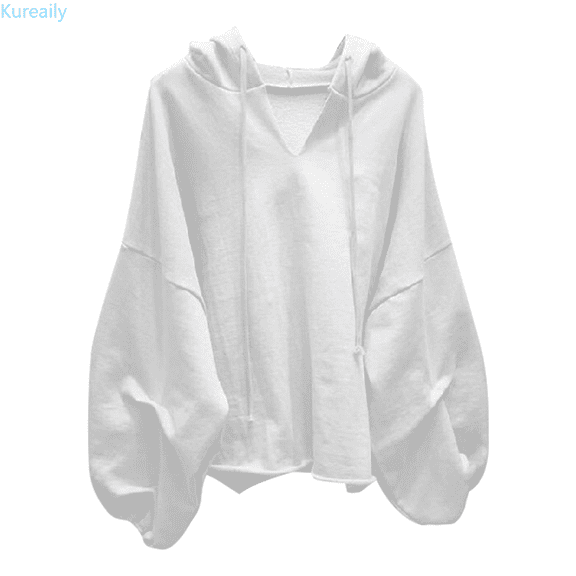 Kureaily Women's Plus Size Batwing Sleeve V Neck Hoodie Casual Chic Oversized Top For Effortless Style Casual Basic Tops