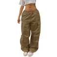 thumbnail image 1 of Kureaily Women's Plus Size Tethered Straight Cargo Pants Straight Wide Leg Loose Casual Trousers Women Summer Pants, 1 of 3