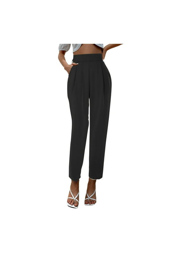 Women's Satin High Waisted Pants Loose Fitting Slacks With Silk Pockets Women Casual Pants