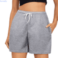 thumbnail image 1 of Kureaily Women's Shorts Casual Summer Drawstring Comfy Elastic High Waist Running Shorts With Pockets, 1 of 5