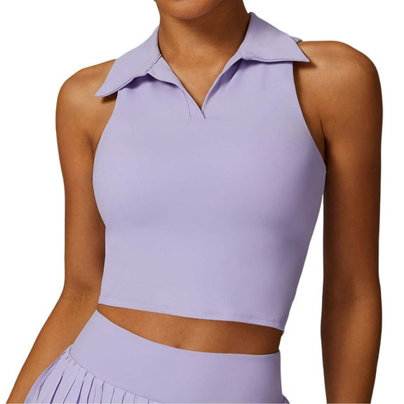 Kureaily Women's Sleeveless Tank Top Athletic Tennis Workout Fitness Cropped Camisole For Sports Casual Summer Spring Solid Color Camisole
