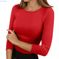 thumbnail image 1 of Kureaily Women's Slim Fit Round Neck Short Sleeve T Shirts Casual Basic Tee Soft Comfortable Breathable Top For Everyday Wear Athletic Tee T-Shirts, 1 of 6