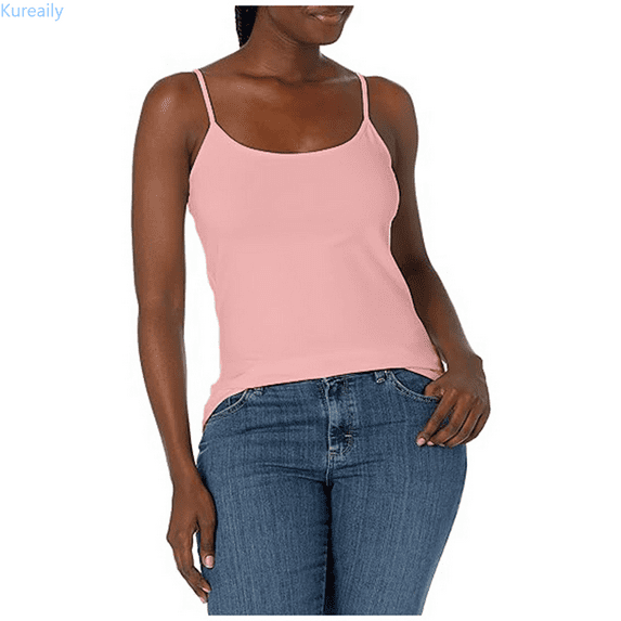 Kureaily Women's Solid Color Elastic Inner Layer With Thin Chest Pad Can Be Worn On The Outside As A Base Shirt With A Camisole Vest Basic Cotton Camisole
