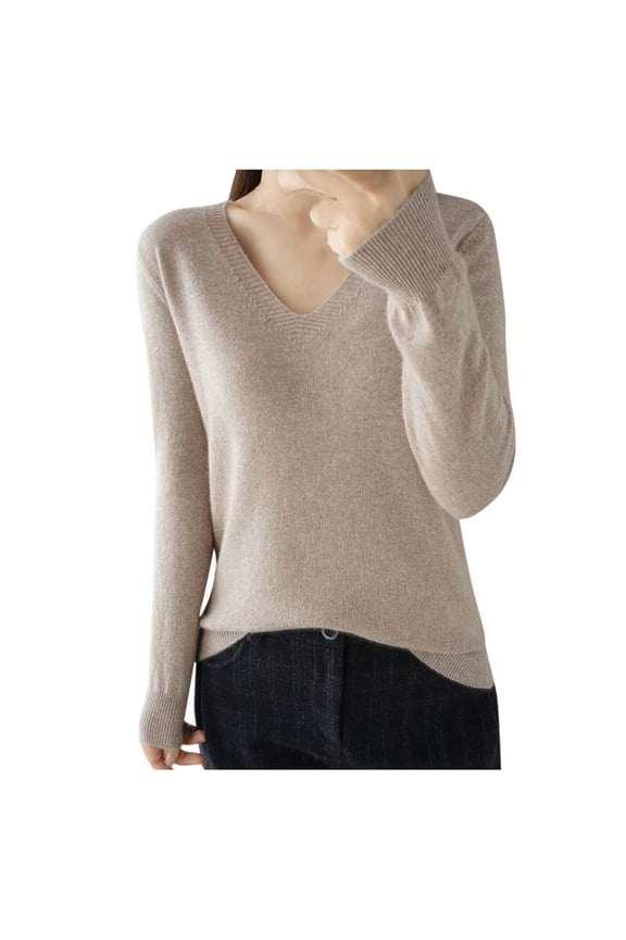 Women's Solid Color Long Sleeve Knitted Sweater Wool Pullover Top For Women Summer Tops