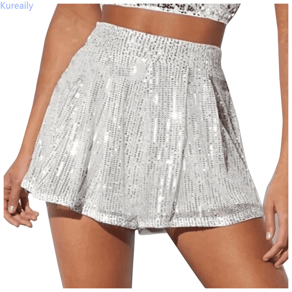 Kureaily Women's Sparkling Sequined Shorts And Sparkling Pants