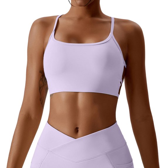 Kureaily Women's Sports Bra Padded Crossed Back Bustier Without Underwire Spaghetti Straps For Yoga Fitness Sport Everyday Bra