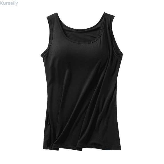 Kureaily Women's Sports Bra Tank Top Seamless Built In Cup Yoga Camisole Comfortable Stretchy Workout Casual Wear Solid Color Tank Tops