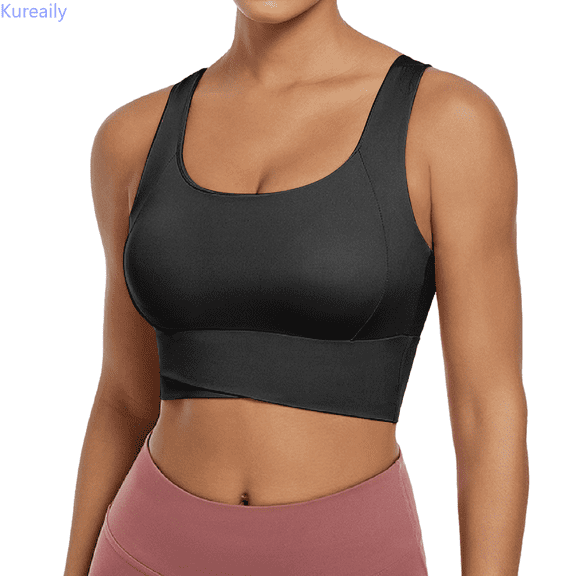 Kureaily Women's Sports Bra Without Steel Rings Gathering Yoga Beauty Vest Integrated Fixed Chest Pad Fitness Sports Bra Womens Deep V Bras