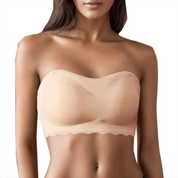 Kureaily Women's Strapless Invisible Non- Beautiful Back Chest Wrap Bra Underwear No Underwire Bra