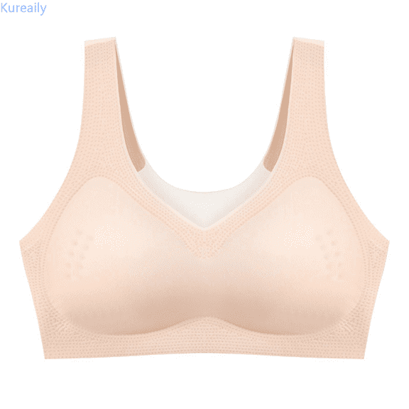 Kureaily Women's Summer Comfort Sports Fitness Gathering Traceless Latex Large Back Bra Comfort Push Up Bras