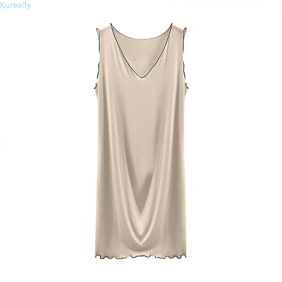 Kureaily Women's Summer V Neck Sleeveless Nightgown Comfortable Sleepshirt For Home Relaxation Basic Solid Color Sleepwear Casual Pajama Dress