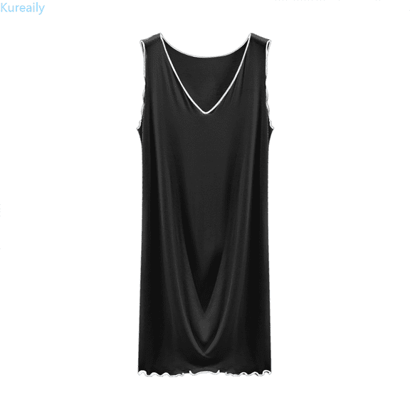 Kureaily Women's Summer V Neck Sleeveless Nightgown Comfortable Sleepshirt For Home Relaxation Basic Solid Color Sleepwear Nightshirt Soft Pajamas