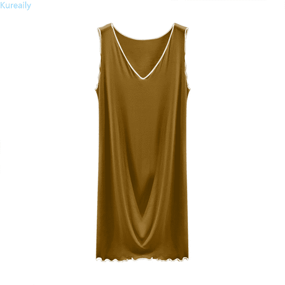 Kureaily Women's Summer V Neck Sleeveless Nightgown Comfortable Sleepshirt For Home Relaxation Basic Solid Color Sleepwear Soft Pajamas Dress