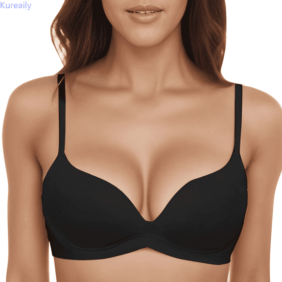 Kureaily Women's T Shirt Bra With Push Up Padded Bralette Bra Without Underwire Comfortable Soft Cup Bra Full Coverage Bras