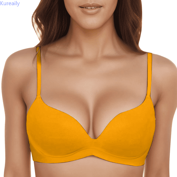 Kureaily Women's T Shirt Bra With Push Up Padded Bralette Bra Without Underwire Comfortable Soft Cup Bra Womens Deep V Bras