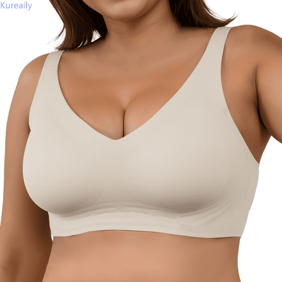 Kureaily Women's Thin Vest Soft Support Large Chest Small Half Fixed Cup Breathable Bra Comfort Push Up Bras