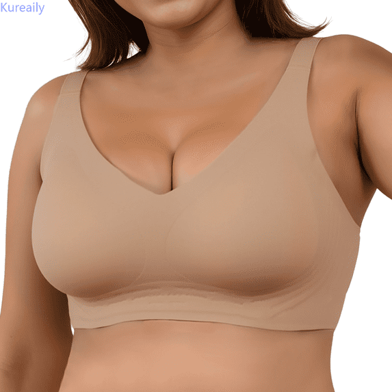 Kureaily Women's Thin Vest Soft Support Large Chest Small Half Fixed Cup Breathable Bra Comfortable Everyday Bras