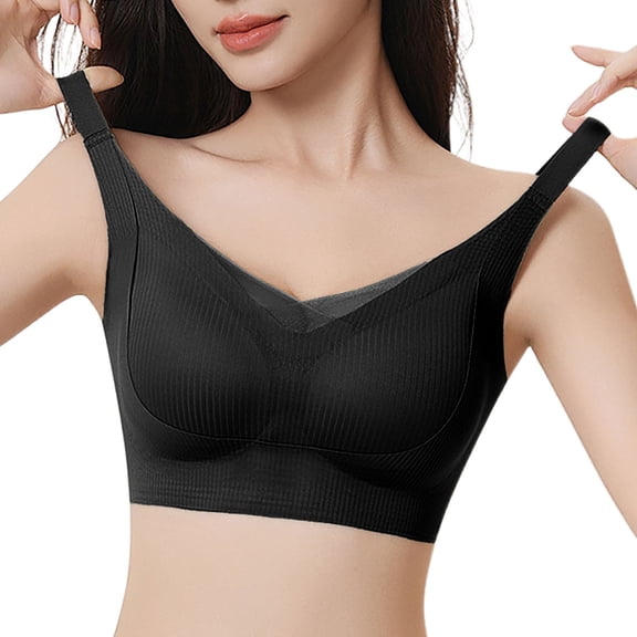 Kureaily Women's Thin Vest Soft Support Large Chest Small Half Fixed Cup Breathable Bra Sport Everyday Bra
