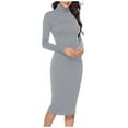 thumbnail image 1 of Kureaily Women's Turtleneck Ribbed Knit Long Sleeve Slim Fit Sweater Dress Wrap Dress Mini for Women, 1 of 9