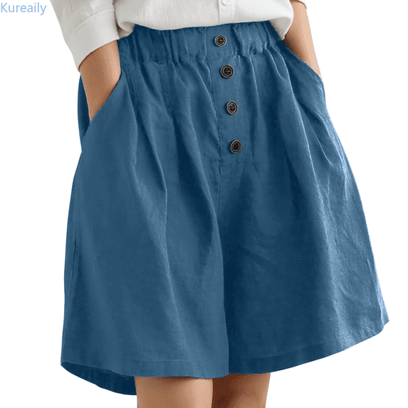 Kureaily Women's Wide Leg Shorts Comfort Shorts Casual Shorts Loose Knee Length Short Work Casual Pants
