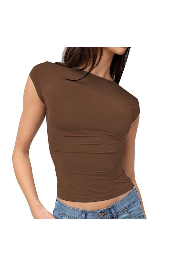 Womens Backless Tops Open Back Shirts Summer Crop Tops Short Sleeve Cute Clothes Tops Casual Summer Clothes