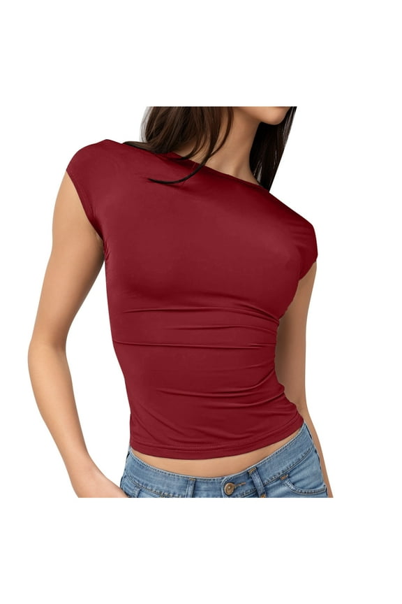 Womens Backless Tops Open Back Shirts Summer Crop Tops Short Sleeve Cute Clothes Tops Casual Summer Tees