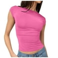 thumbnail image 1 of Kureaily Womens Backless Tops Open Back Shirts Summer Crop Tops Short Sleeve Cute Clothes Tops Solid Color T shirt, 1 of 4