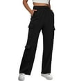 thumbnail image 1 of Kureaily Womens Cargo Sweatpants Wide Leg Fleece Lined Pants For Women Fall Winter Baggy High Waisted Joggers With Pockets Women Summer Pants, 1 of 3