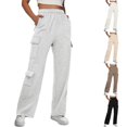 thumbnail image 1 of Kureaily Womens Cargo Sweatpants Wide Leg Fleece Lined Pants For Women Fall Winter Baggy High Waisted Joggers With Pockets Women Summer Pants, 1 of 4
