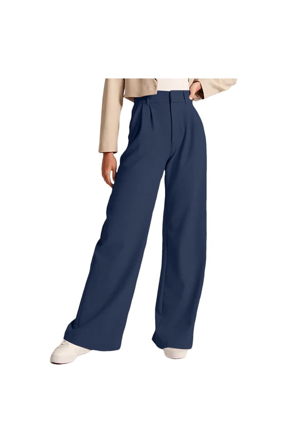 Womens Casual Wide Leg Dress Pants High Waist Tailored Button Down Trousers With Pockets Women Casual Pants
