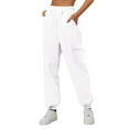 thumbnail image 1 of Kureaily Womens Daily Home Outdoor Elastic Waist Side Pockets Trousers Casual Workout Trousers Sweatshirt Cargo Pants Women Lightweight Pants, 1 of 3