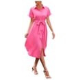 thumbnail image 1 of Kureaily Womens Dress Summer Casual Short Sleeve Button Down Shirt Dress Beach Cover Up Dress With Pockets, 1 of 9