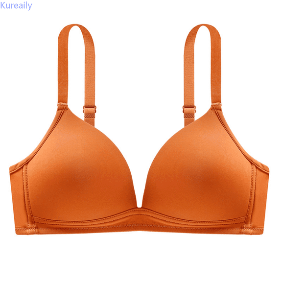 Kureaily Womens Fashionable Solid Color Light Deep V Gathered Without Steel Ring Underwear Womens Deep V Bras