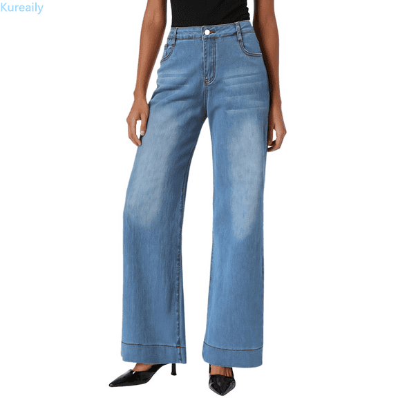 Kureaily Womens High Rise Trouser JeansJeans Straight Leg Pant