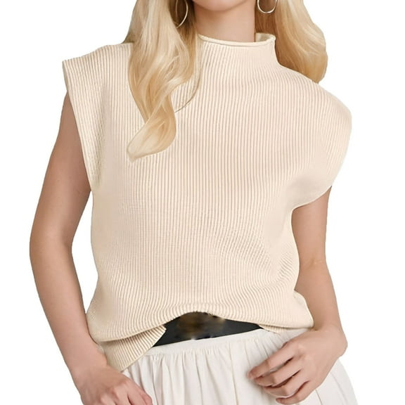 Kureaily Womens Neck Sleeveless Sweater Vest Casual Summer Short Cap Sleeve Knit Ribbed Pullover Tank Tops Summer Tops