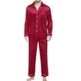 thumbnail image 1 of Kureaily Womens Silk Satin Pajamas Set Long Sleeve Button Down Sleepwear 2 Piece Lounge Set Pj Set, 1 of 5