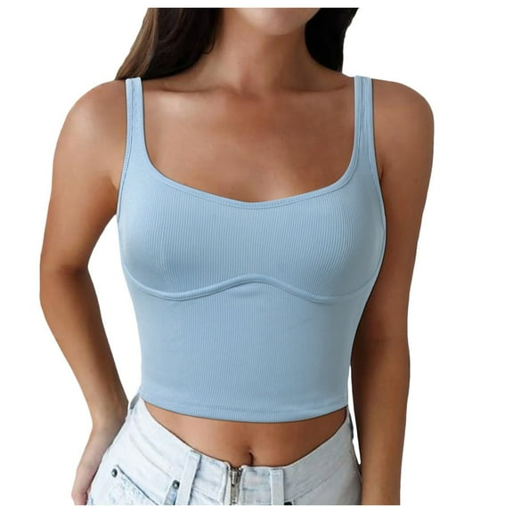 Kureaily Womens Sleeveless Cropped Rib Knit Seamless Sweetheart Neckline Going Out Tank Tops Basic Sleeveless Tank Tops