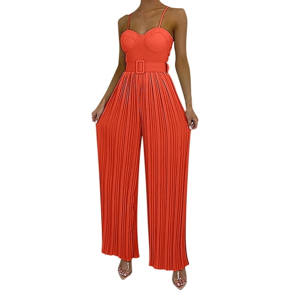 Kureaily Womens Sleeveless High Waist Jumpsuit Dressy Wide Leg Jumpsuit Casual Solid Color Playsuit Beach Lounge Jumpsuit