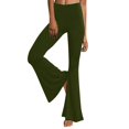 thumbnail image 1 of Kureaily Womens Solid Sport Length Full Casual Pants Flare Leg High Waist Trousers Work Casual Pants, 1 of 4