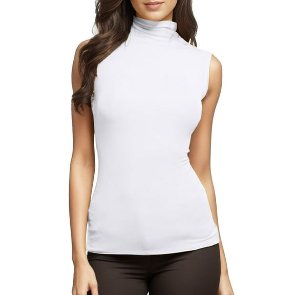 Kureaily Womens Turtleneck Sleeveless Stretch Fitted Layer Slim Tank Tee Tops