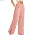 thumbnail image 1 of Kureaily Womens Wide Leg Yoga Pants High Waisted Side Slit Joggers Casual Loose Sweatpants With Pockets Women Lightweight Pants, 1 of 4