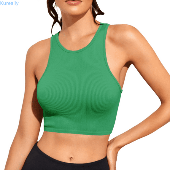 Kureaily Yoga Sleeveless Sports Vest Women's Chest Pad Loose Breathable Running Fitness Quick Drying Top Solid Color Tank Tops