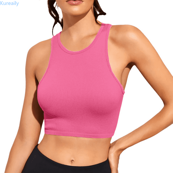 Kureaily Yoga Sleeveless Sports Vest Women's Chest Pad Loose Breathable Running Fitness Quick Drying Top Tank Tops for Women