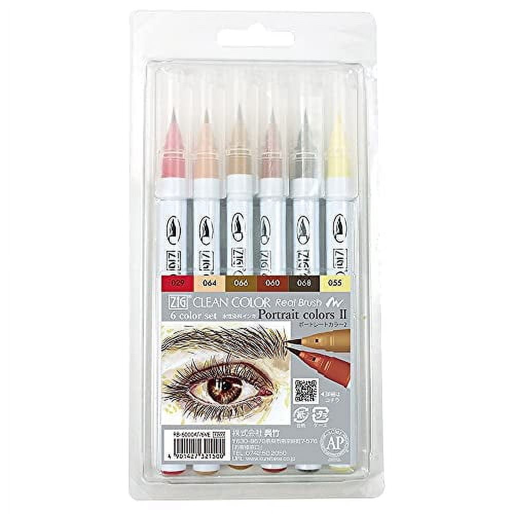 Kuretake Brush Pen Aqueous Clean Color Real Brush Portrait Color II 6 Colors RB-6000AT / 6VE