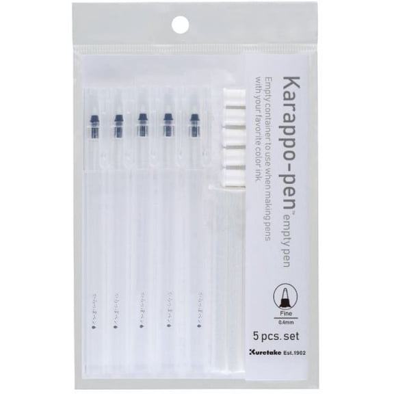 Kuretake ZIG Karappo Pen (Empty) Fine Tip 0.4mm 5/Pkg-