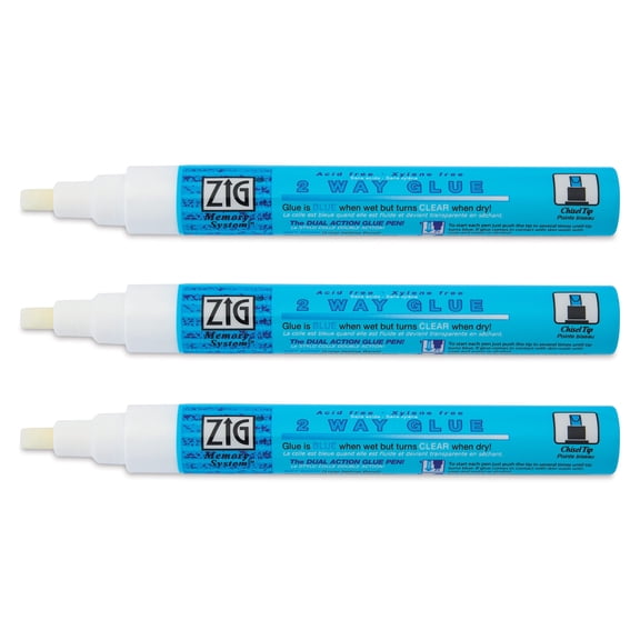 Kuretake Zig 2 Way Glue Pen - Chisel Tip, Pkg of 3